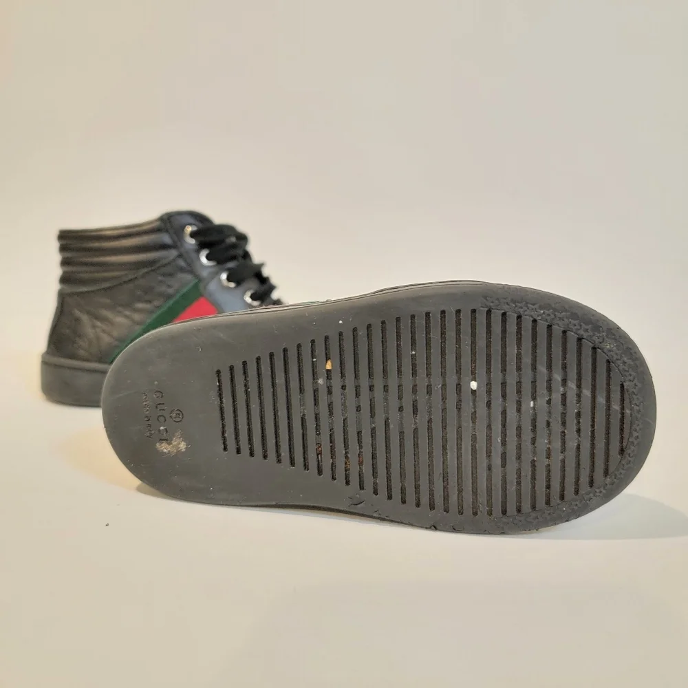 Gucci boots boys monogram web coda sneaker in black size 22